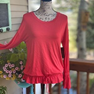 Coral Pink Wrangler Retro Flowy Sleeve Top M